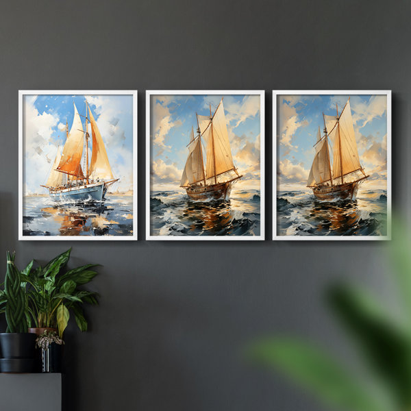 Winston Porter Sea and ShoreSeriesLXXIIISet Of 3 Framed Giclee Prints Ready to Hang Wayfair